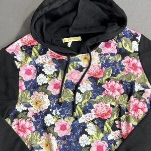 Miss Morena Floral Hoodie with Black Sleeves